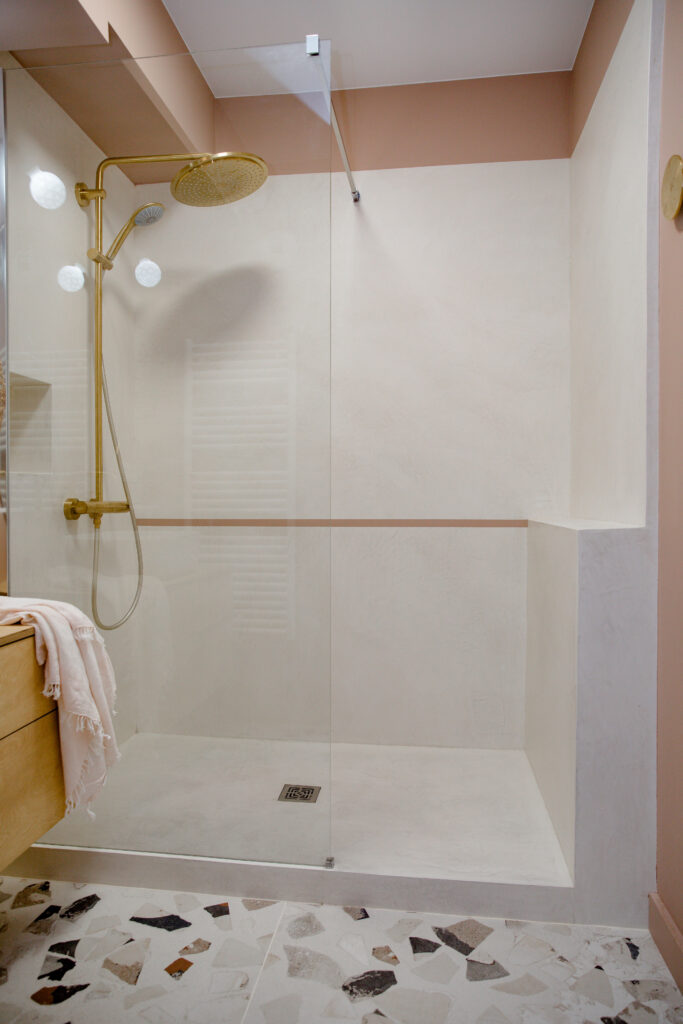 rénovation salle de bain douche italienne Nantes terrazzo